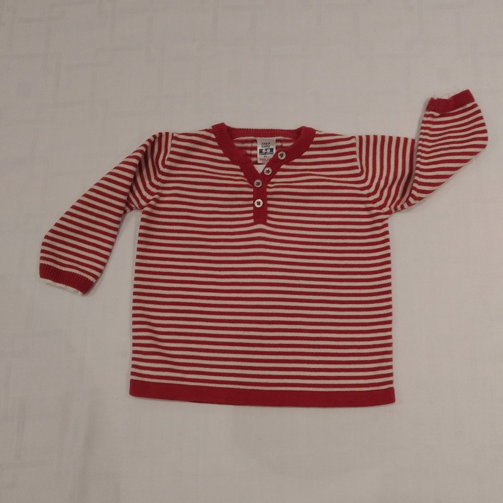 Zara Baby Red/White Striped Long Sleeve Top